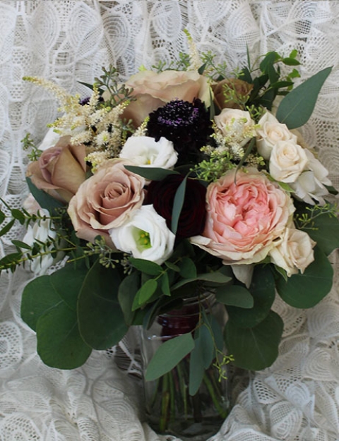 Blush and Burgundy bouquet $145.00