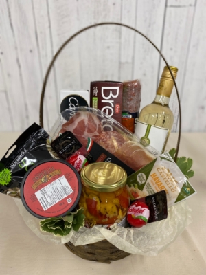 Show details for Charcuterie Basket with White Wine Picture of Charcuterie Basket with White Wine