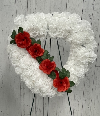 Show details for White Open Heart Silk Wreath Picture of White Open Heart Silk Wreath