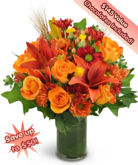 Picture of Autumn Awakening Premium Special- with a chocolate treat.